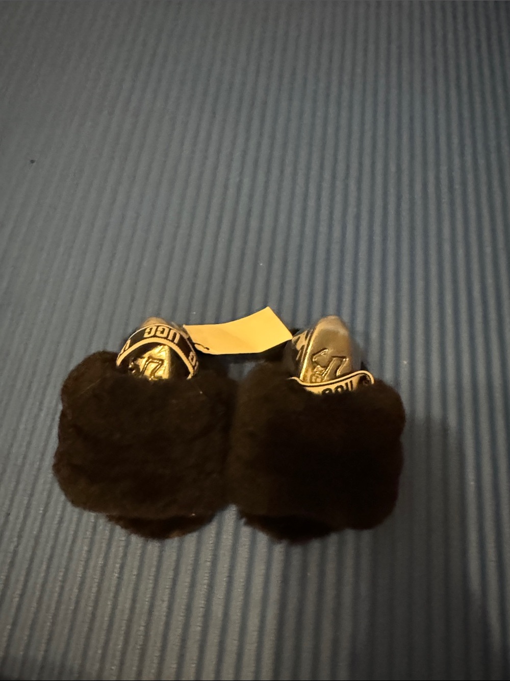 UGG Kids Black Shearling Pom Pom Slippers